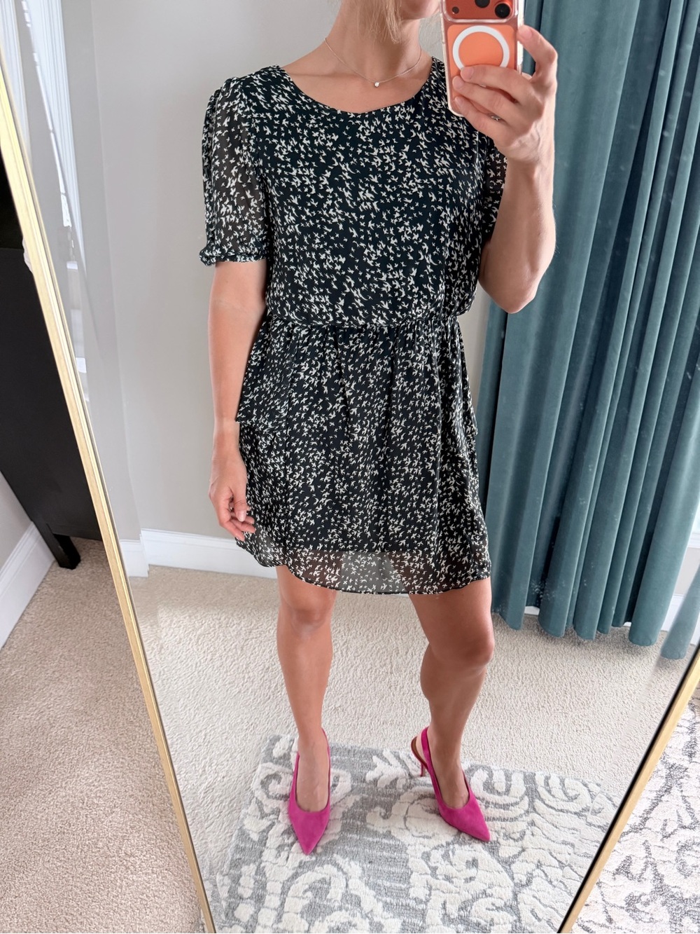 Fun & Flirt Black Floral Short Dress - M
